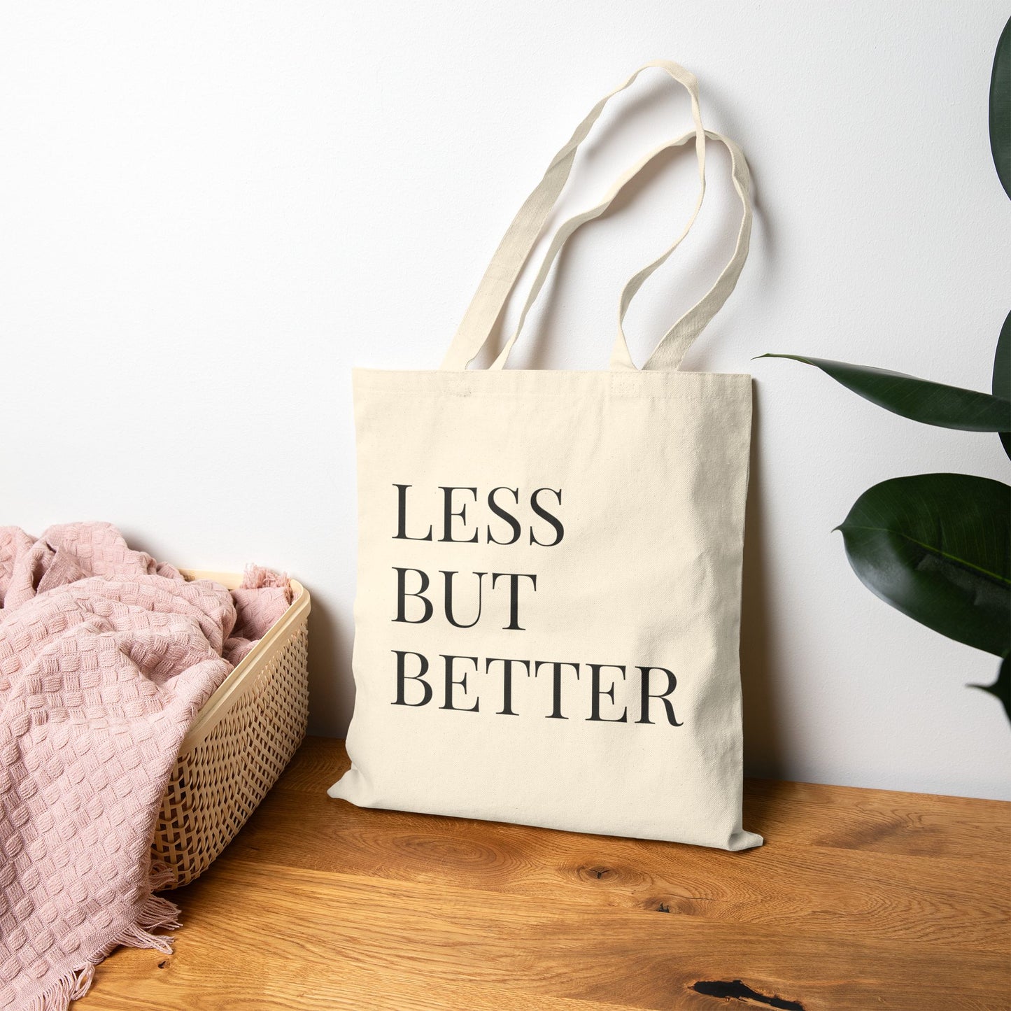 Essential Tote – Quote Edition "Less But Better" | Minimalist Cotton Canvas Bag