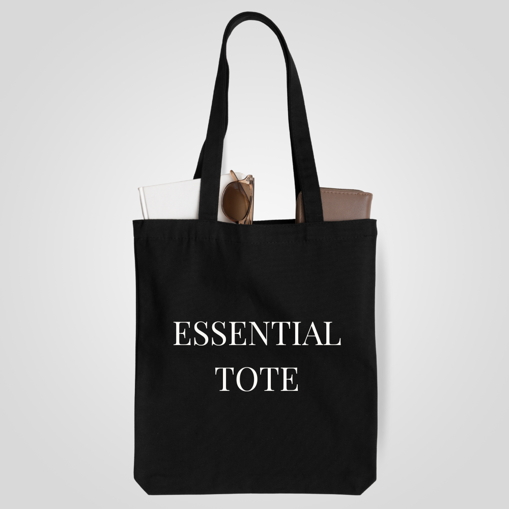 Essential Tote – Midnight Black | Chic Minimalist Everyday Cotton Tote