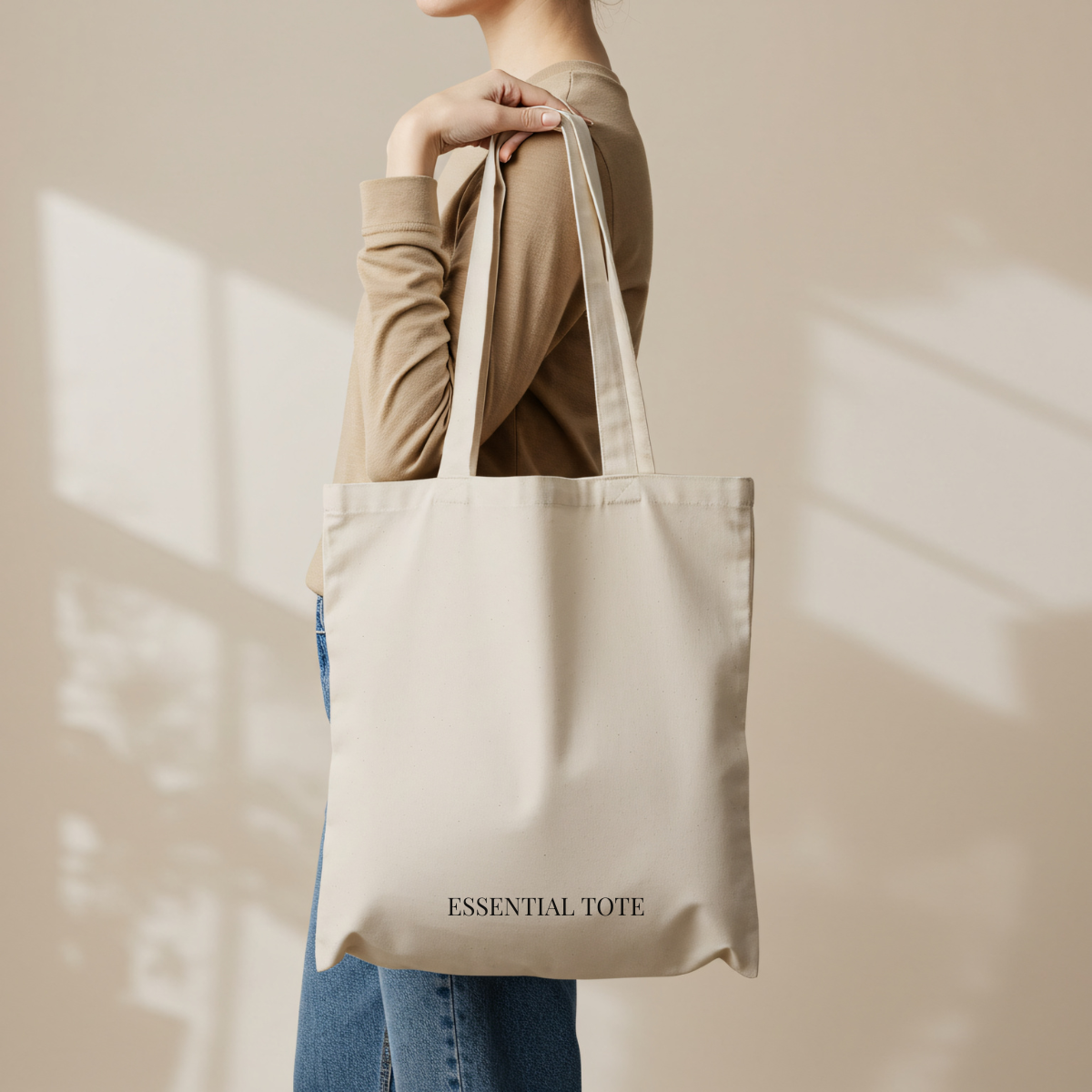 Essential Tote – Classic Natural | Minimalist 100% Cotton Canvas Bag